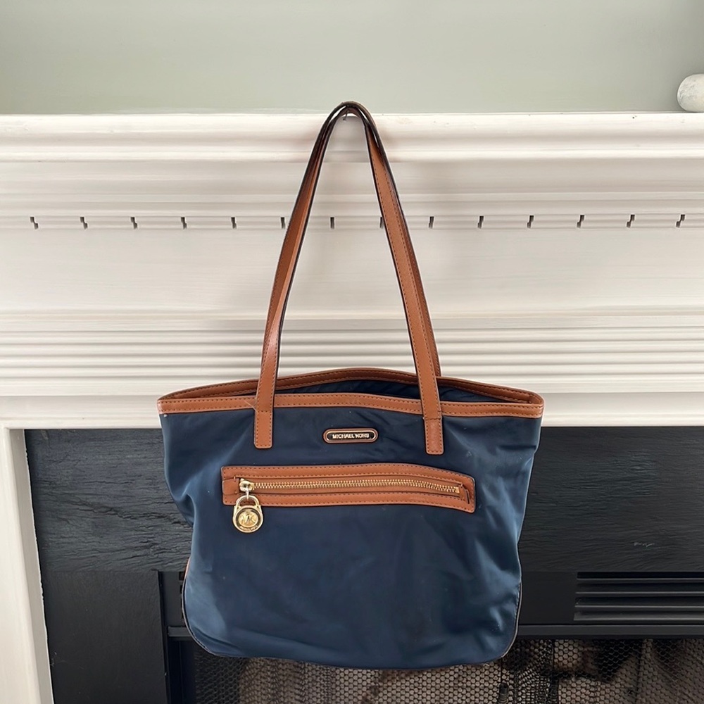 Michael Kors navy blue weather proof shoulder purse